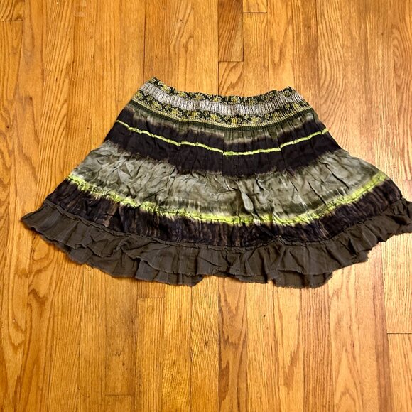 Free People Green Tie Dye Boho Peasant Skirt Medium. - Picture 3 of 8